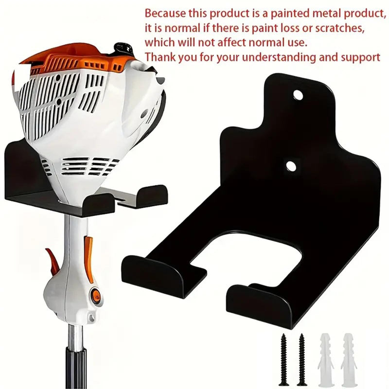 Pack of 2 Brush Cutter Holder, Wall Mount for Grass Trimmer, Garden Power Tool Hanger, with Matching Screws, for Garage Trimmer, Garden Tools - Black