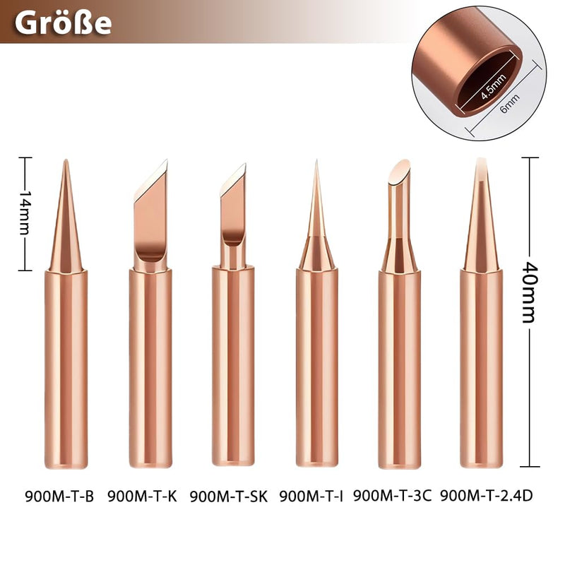 Treki Pack of 12 Copper Soldering Tip Replacement Soldering Iron Tips Set, 900M-T Replacement Soldering Tips, Soldering Tips for Soldering Station, Welding Devices, Accessories, Soldering Tips,