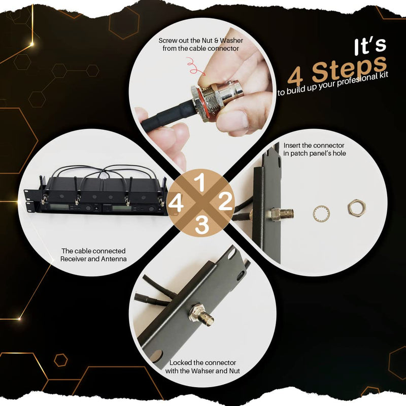 [AUSTRALIA] - RK Antenna Extension Cable with BNC and Bulkhead Connector for Wireless Microphone Combination System, Lenght 20‘’ (4 Pack) 