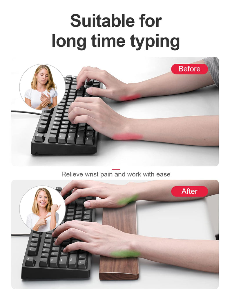 Meatanty Wooden Keyboard Wrist Rest,Ergonomic TKL Gaming Walnut Keyboard Rest,Mechanical Keyboard Wrist Pad,Hard Wrist Rest Palm Rest Supports Computer, Laptop Comfortable Typing Pain Relief (14.17") Medium (14.17")