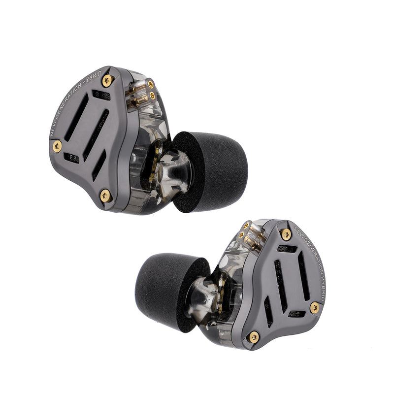 Linsoul KZ ZS10 PRO 2 1DD+4BA in Ear Monitor IEM(Black, with Mic) + Tripowin Zonie 16 Core Silver Plated IEM Cable(Recessed 2pin, 3.5mm, Grey)