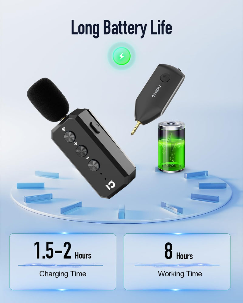 SHIDU Wireless Microphone Headset 2.4G Wireless lavalier Mics System with 3.5MM Plug for Voice Amplifier, Speakers, PA System Teacher, Tour Guides, Fitness Instructor