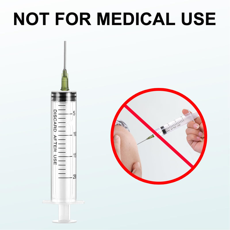 Pack of 10 20 ml Colostrum Syringe, Plastic Syringe with Blunt Needle, Reusable Syringes with Cap for Measuring Liquids, Scientific Laboratories, Pet Feeding, Industry