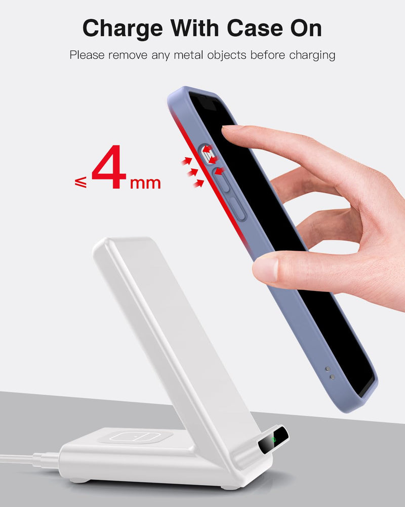 Wireless Charging Station,3 in 1 Wireless Charging Stand Made for Apple Watch Ultra 9 8 7 6 SE 5 4 3,Fast Wireless Charger Made for iPhone 15/Plus/Pro Max/14/13/12/11/X,for AirPods Pro(with Adapter) White