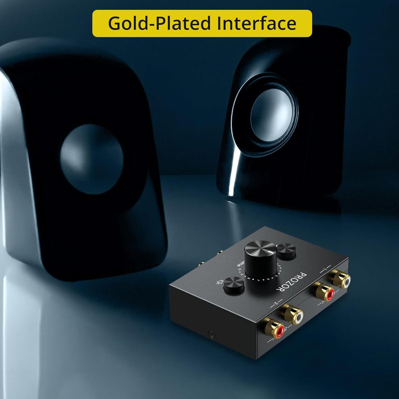 [AUSTRALIA] - PROZOR RCA Stereo Audio Switcher - 2 in 1 Out R/L Stereo Audio Switch, 1 in 2 Out Stereo Audio Splitter with Mute Button and No External Power Required 2 in 1 Out RCA Switch 