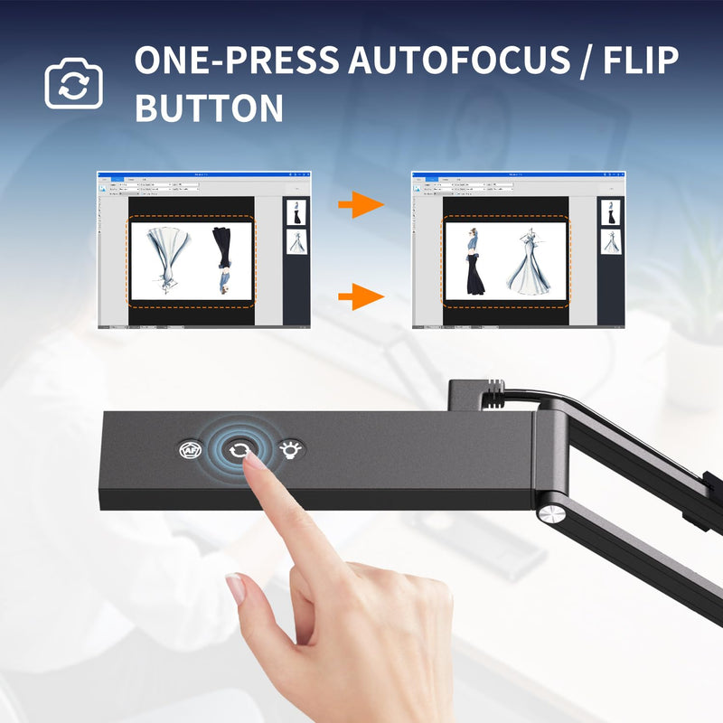 NetumScan 4K Document Camera 1080P 60fps Scanner with Microphone for A3 | Highly Foldable Metal Arm: Multi-joint metal stand collapses into a compact body, perfect for teachers to carry SD-1300