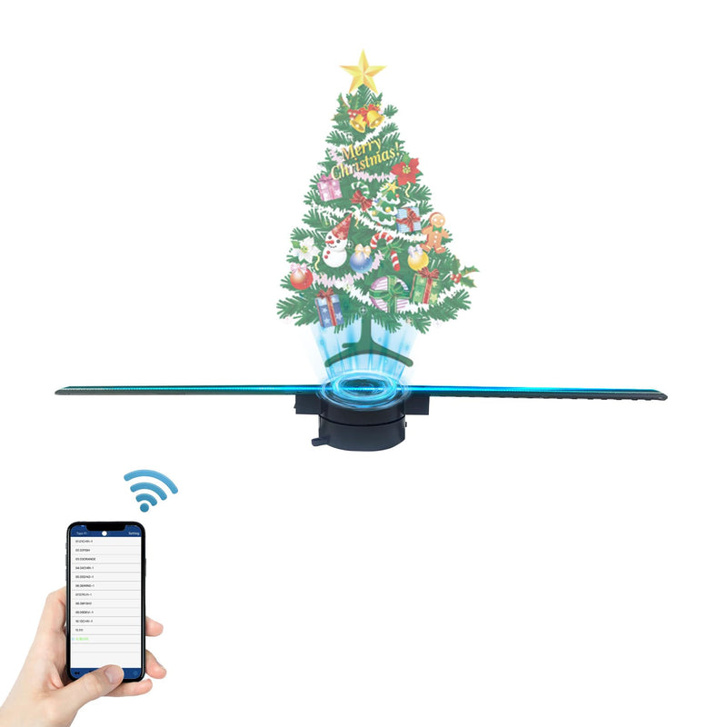 [AUSTRALIA] - 42CM 3D Hologram Fan, 16.5" WiFi Projector with 1500+ Video Library, 232 LEDs, Bluetooth Audio & Remote Control, High Brightness Display for Business Sign, Bar, Halloween & Christmas Decor 