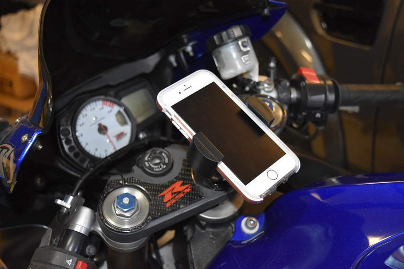 Techmount Universal Motorcycle Phone Mount Kit — Fork Stem GPS/Smartphone Holder — Fits 13-24 mm Stem — Secure Motorcycle Cellphone Mount - Made in USA