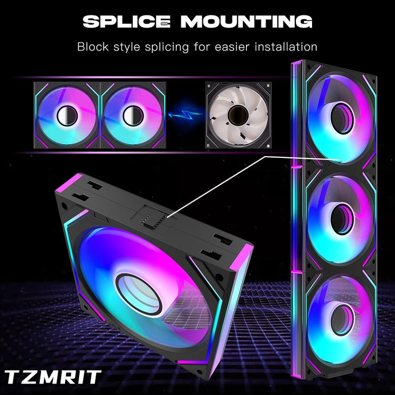 [AUSTRALIA] - TZMRIT Interstellar-V2 Infinity Mirror ARGB PWM Fan 120 mm Black, RGB Fan 120 mm, Triple Pack (Black) Black-V2 