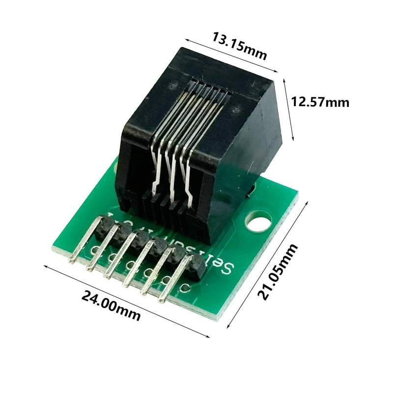 PENGLIN RJ11 Socket with Circuit Board, RJ11 6P6C Breakout Board with Pin, RJ11 6-pin Telephone Socket Adapter, Pack of 2