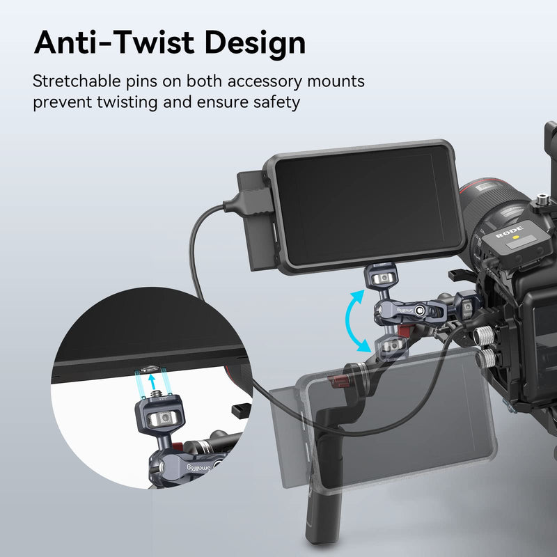 SMALLRIG Camera Magic Arm, Flexible Articulating Arm with 1/4” Screws, Field Monitor Mount with Dual Ballhead, Aluminum Standard