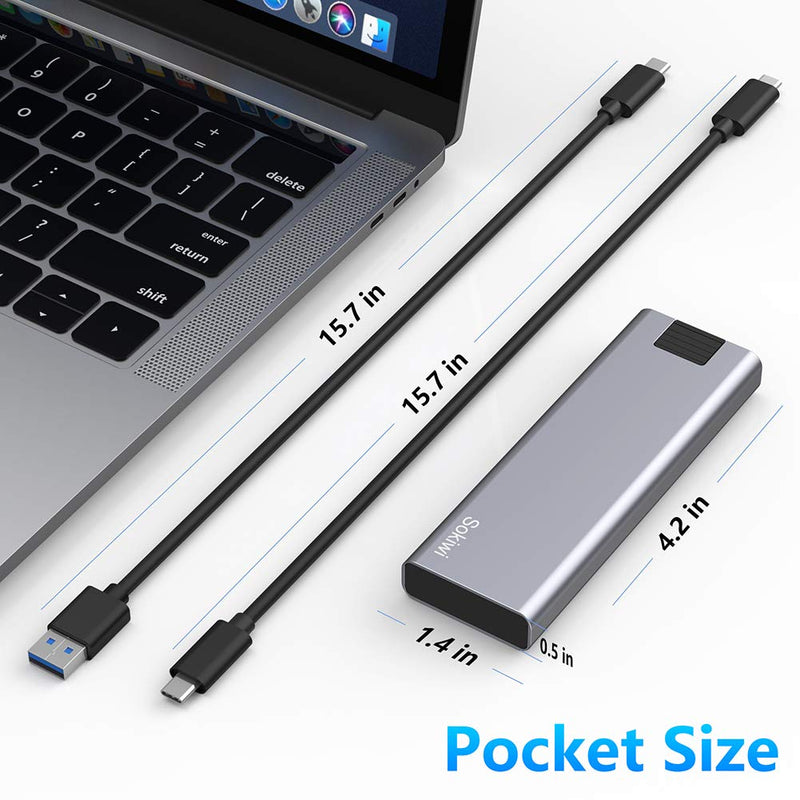 M.2 NVME SATA SSD Enclosure Adapter Tool-Free, RTL9210B Chips, USB C 3.1 Gen 2 10Gbps NVME, 6Gbps SATA PCIe M-Key(B+M Key), Support UASP Trim for SSD Size 2242/2260/2280