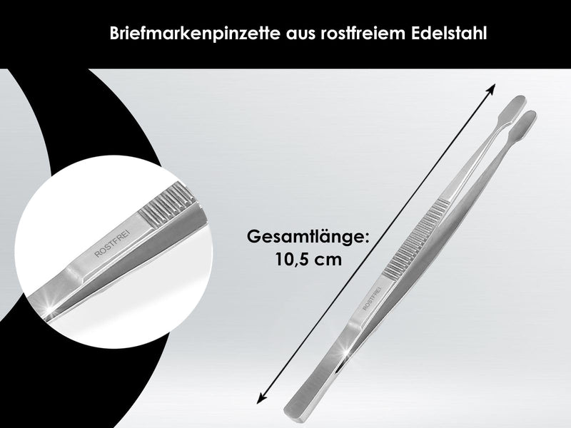 Stamp Tweezers Straight Rounded Shovels Stamp Tweezers Philatelic Tweezers Stainless Steel Universal Tweezers 10.5 cm Collector Tool Model Making Hobby Precision Mechanics