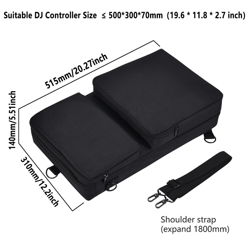 Portable Sofe Case Shoulder Bag Backpack for Pioneer DJ DDJ-FLX4/DDJ-400 DJ/DDJSB3,for Roland DJ-202,for Hercules Inpulse 300,for Native Instruments TRAKTOR Kontrol S2 DJ Controller and More Black Bag for DJ Controller