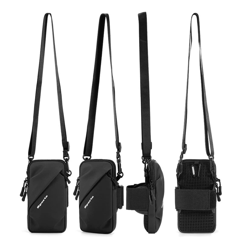 Phone Holder, Small Crossbody Shoulder Holsters Bag with Arm Band, Fits iPhone and Android, Use for Running, Walking, Hiking & Biking (6.7 Inches, Black)