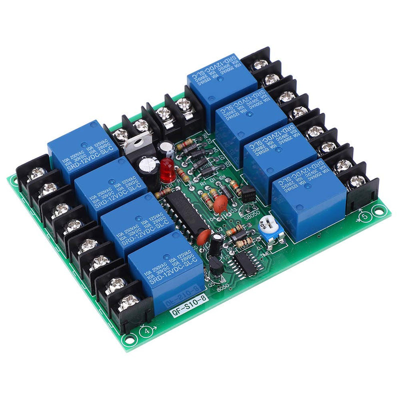 Power Time Sequence Board 8 Channels Power Time Sequence Board 0.2-4S Adjustable Sequential Controller Module for Stage KTV or Audio Devices
