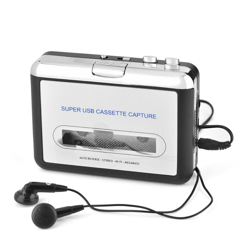 [AUSTRALIA] - Portable Cassette to MP3 Converter with Headphones Transfer USB Cassette Tape to PC MP3 CD Switcher Converter Capture Audio Music Player 