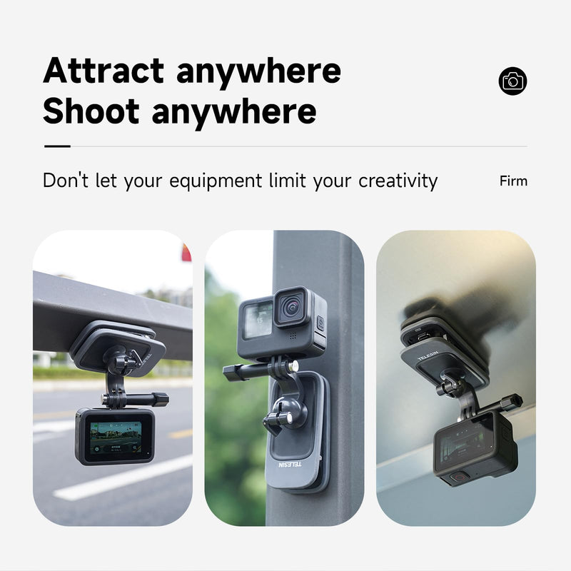 TELESIN Magnetic Mount Backpack Clip with Phone Holder for GoPro Insta360 iPhone Accessories for Go Pro Hero 13 12 11 10 9 8 7 Insta 360 X3 Go3 Ace Pro DJI Action 5 Pro 4 3 Pocket 3 Bike Motorcycle Magnetic Mount+Backpack Clip+Phone Holder