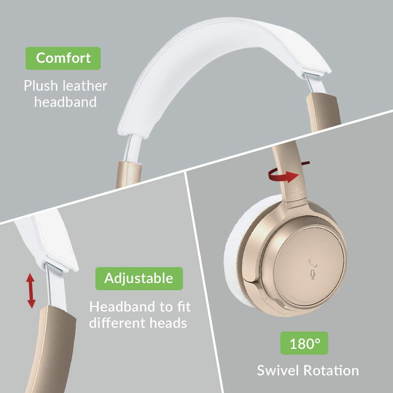 Avantree AH6B Bluetooth 5.0 Headset with Mic, 22+Hr Talk Time, Soft Padding, Lightweight, Wireless On-Ear Headphone with Microphone for PC, Computer, Laptop, Skype, Work from Home, Champaign Gold