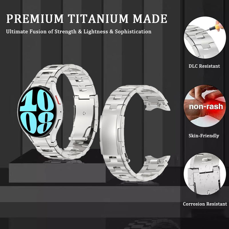 Titanium Bands Compatible with Galaxy Watch 7/6/5/4/FE 44mm 40mm Band, 20mm No Gap Metal Strap for Galaxy Watch 6 Classic Band 47mm 43mm/Watch 5 Pro 45mm/Watch 4 Classic for Women Men Titanium