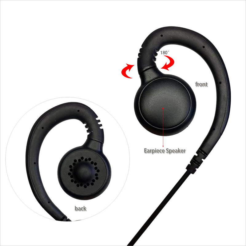 [AUSTRALIA] - C Shape Wired Ear Hook Earphone Headset PTT Mic for Motorola EVX-S24 Yaese VX-6R FT-270R Standard Horizon HX320 HX210 HX40 HX890 