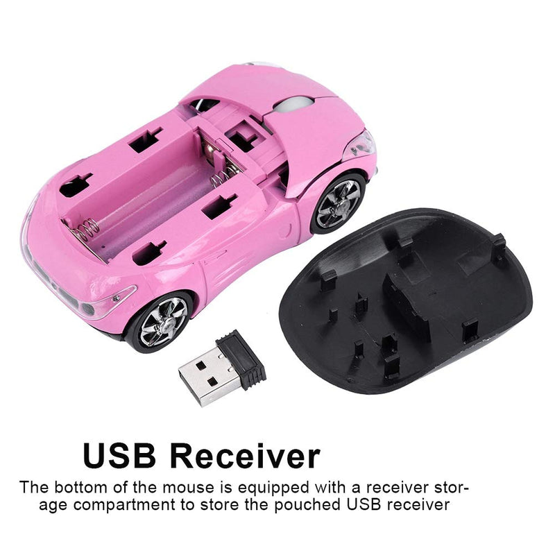 Wireless Mouse, 2.4G Wireless Mouse Bluetooth Optical Mouse 1600DPI for Mac/ME/Windows PC/Tablet Gaming Office, 10m Wireless Transmission, Equipped with a Receiver Storage(Pink)