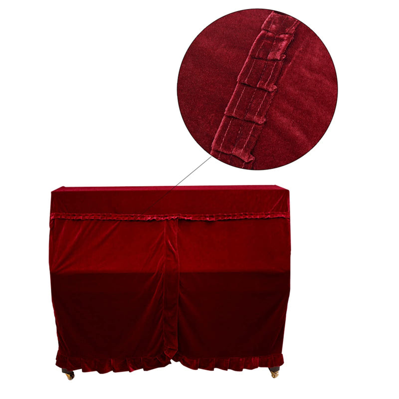 Piano Cover,Portable Foldable Pleuche Upright Full Piano Dust Cover Instruments Accessory (Red)