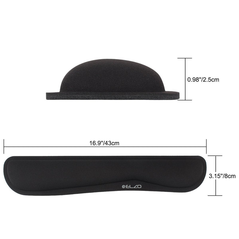 ELZO Wrist Rest Support for Keyboard & Mouse Pad Combo with Comfortable Memory Foam Padding, Nonslip Rubber Base for PC Computer Laptop Mac Black-fiber