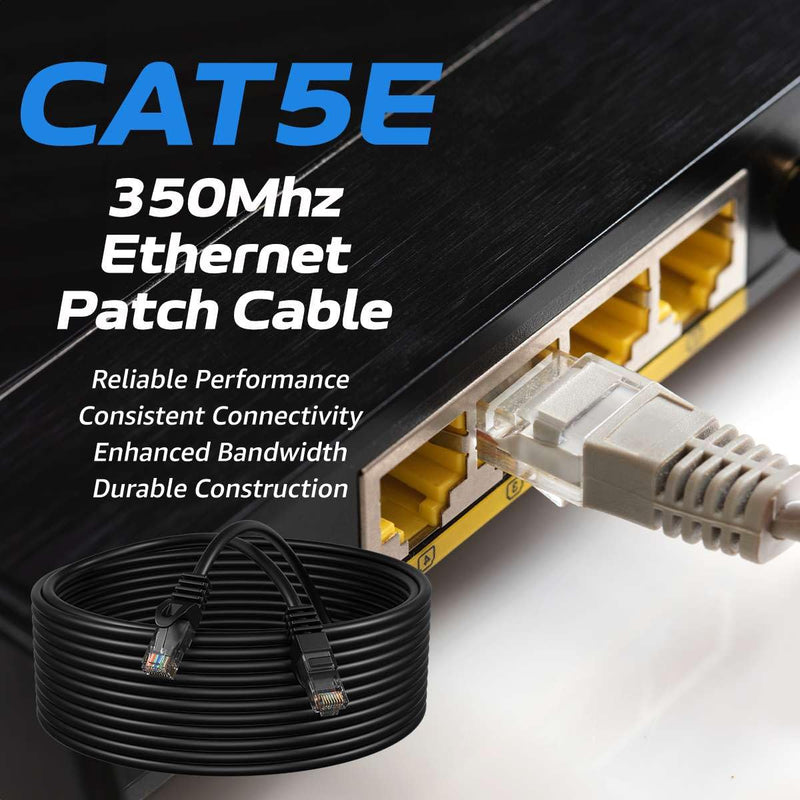 Cables Direct Online Cat5e 15FT Network Ethernet Patch Cable, 350Mhz Internet Wire, Compatible with PC, Laptop, Modem, Router, TVs, Printer Cord, Consoles for Home and Office, Black Single Cable