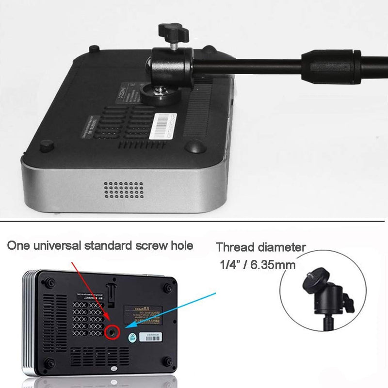 Desktop Mini Projector Stand, Angle Adjustable Mini Projector Stand 1/4in Mounting Screw, Length 8-12in/20-30cm, Load 6.6 lbs/3kg 360° Rotatable Projector CCTV DVR
