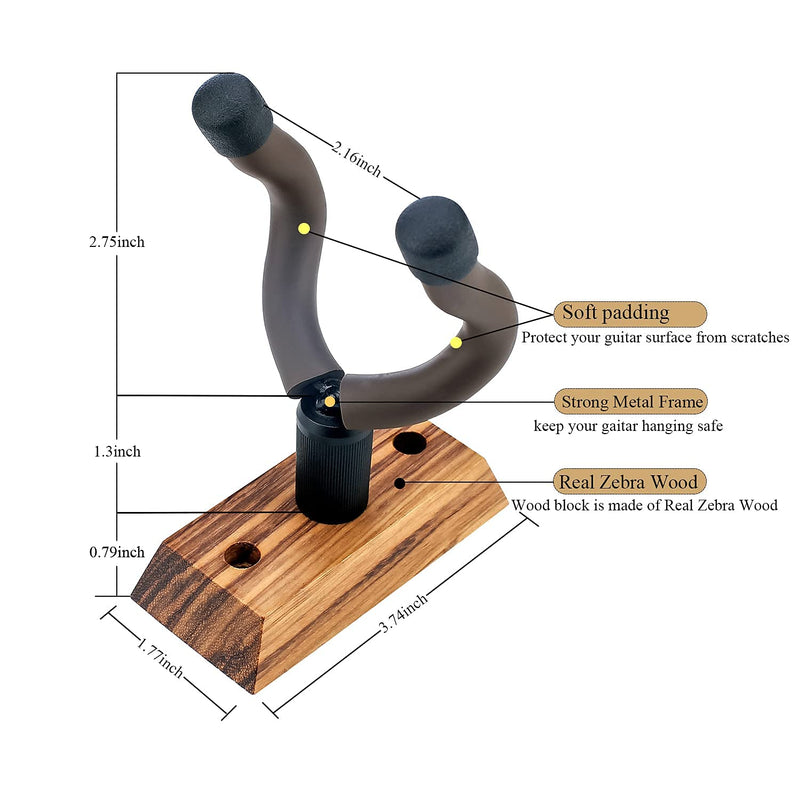 [AUSTRALIA] - Guitar Ukulele Wall Mount Hanger,Guitar Hangers,Hooks,Holders,Stand, 3Pack Zebra Hardwood Guitar Wall Mount Hanger,for Acoustic,Electric,Guitar,Bass,Banjo,Mandolin,Ukulele 3Pack,Zebra Hardwood 