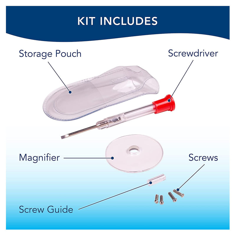 Apex Glasses Repair Kit - Eyeglass Repair Kit with Small Screwdriver ,Eyeglass Screws, Magnifying Glass, Screw Guide, & Storage Pouch - Universal Eyeglass Repair Kit for Reading Glasses, & Sunglasses