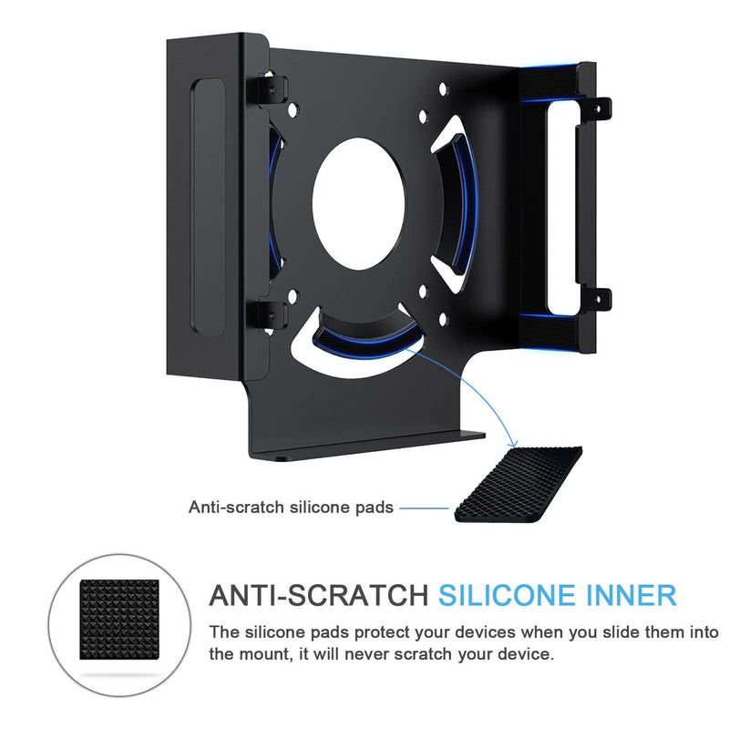 IFCASE Cooling Fan Mount for Mac mini 2010 to 2023 M2 (Black) | Behind Monitor, Under Desk, Wall Mount, VESA Holder, Anti-Scratch Pad Black