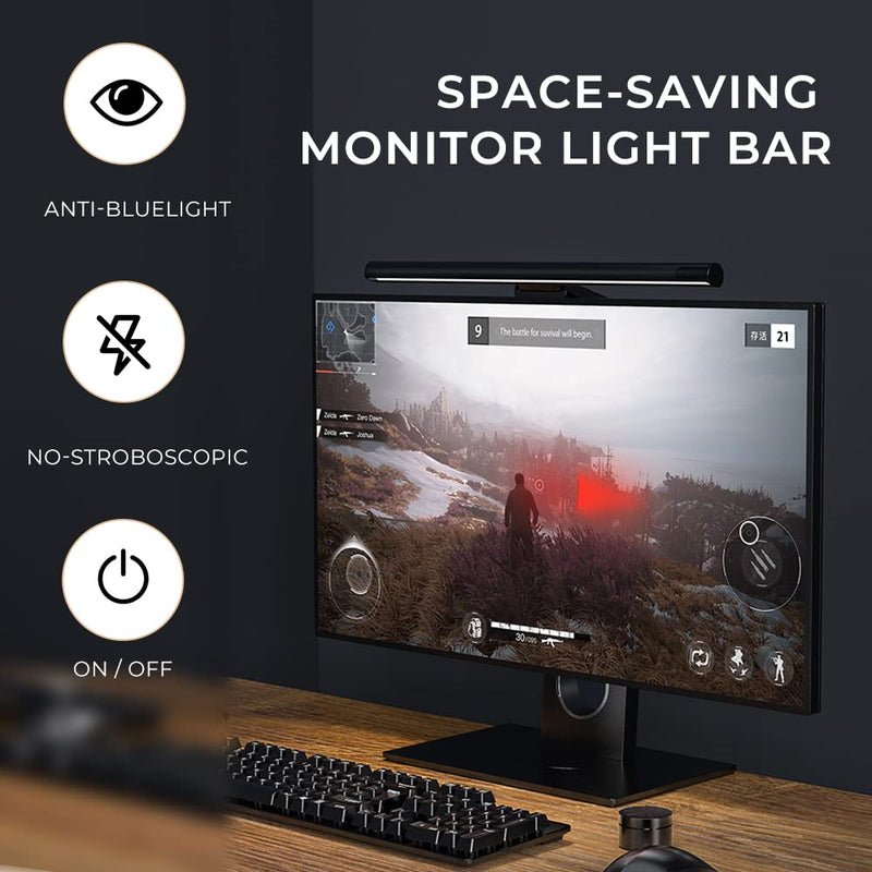 Monitor Light Bar with Mechanical Switch＆Wireless Remote Dual Control,Computer Light with Stepless Dimming,No Screen Glare Monitor Lamp with USB Powered for Home and Office L1-plus