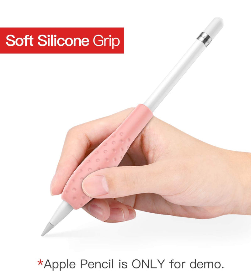 MoKo [2 Pack Silicone Grip Holder Ergo Protective Sleeve Cover Case Accessories Compatible with Apple Pencil 1st / 2nd Generation, Gray & Pink