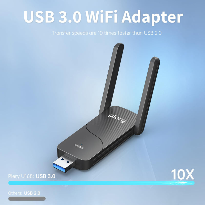 WiFi 6E USB WiFi Adapter, AX5400 Tri-Band 6GHz/5GHz/2.4GHz | Gaming USB 3.0 WiFi Dongle with High Gain Antennas for Desktop PC Laptop, Supports Windows 11/10, WPA3, OFDMA A