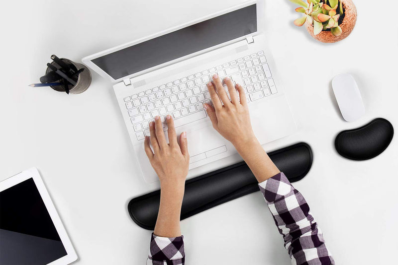 Mouse Wrist Rest Pad 17" Keyboard Wrist Rest Support Bar Memory Foam Set for Easy Typing Wrist Pain Relief Ergonomic Design Durable Lightweight Anti-Skid Wrist Cushion for Office/Gaming/PC/Laptop/Mac