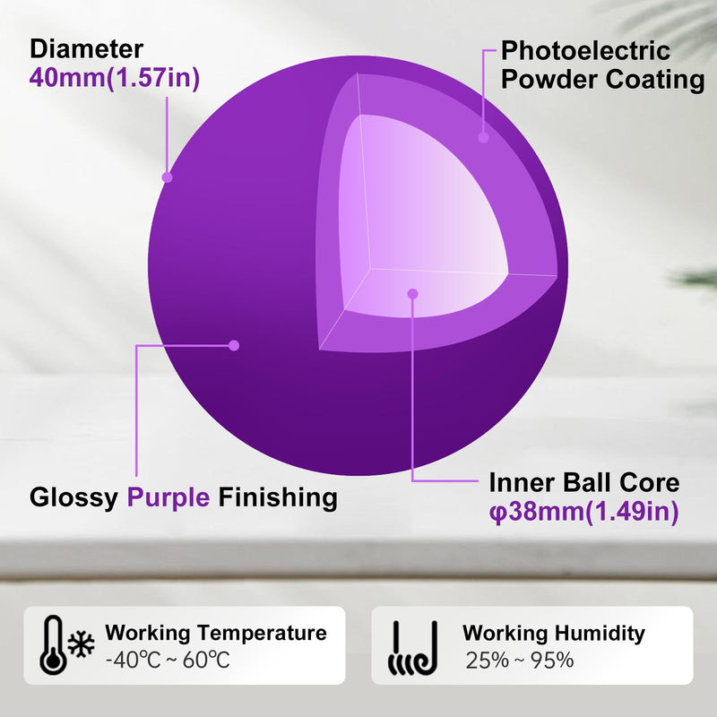 SANWA 2PCS 40mm/1.57in Trackball Replacement Ball for GMAWTB40, GMABTTB41, GMATB39, Kensington Orbit Fusion, and Other Compatible Trackball Mice, Glossy Purple + Black