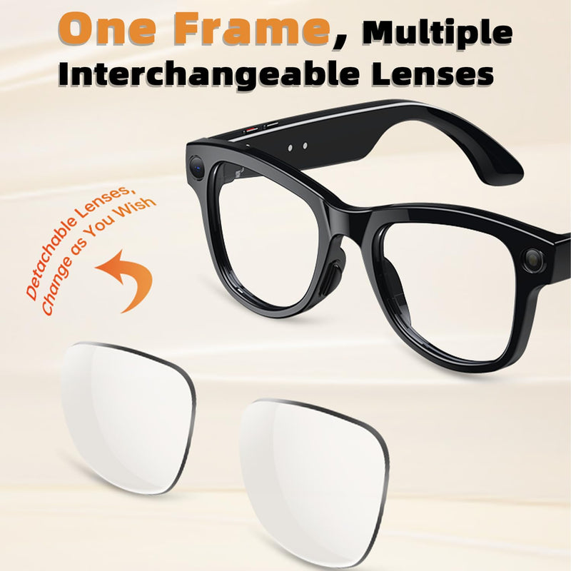 AI Smart Glasses with Real-Time Language Translation & 4K Camera | ChatGPT Powered Voice Assistant, Open Ear Headphones, Object Recognition & 3600mAh Charging Case for Travel & Content Creation