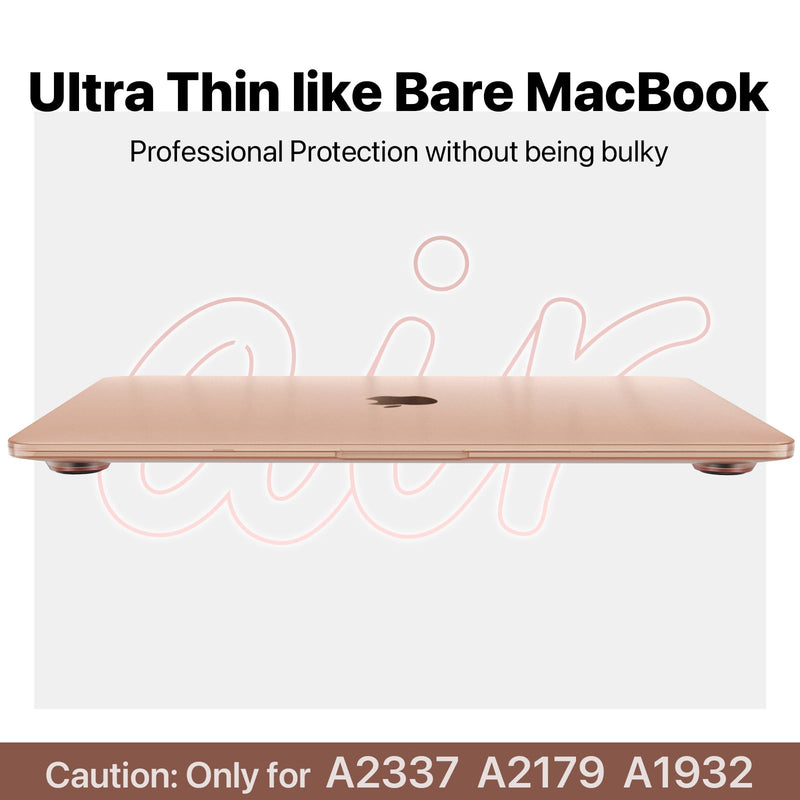 Compatible for Macbook Air 13 inch Case M1 2020 2019 2018 [Same as Bare Device] Sturdy Protective Hard Shell Cover for Laptop A2337 A2179 A1932 - Gold Clear