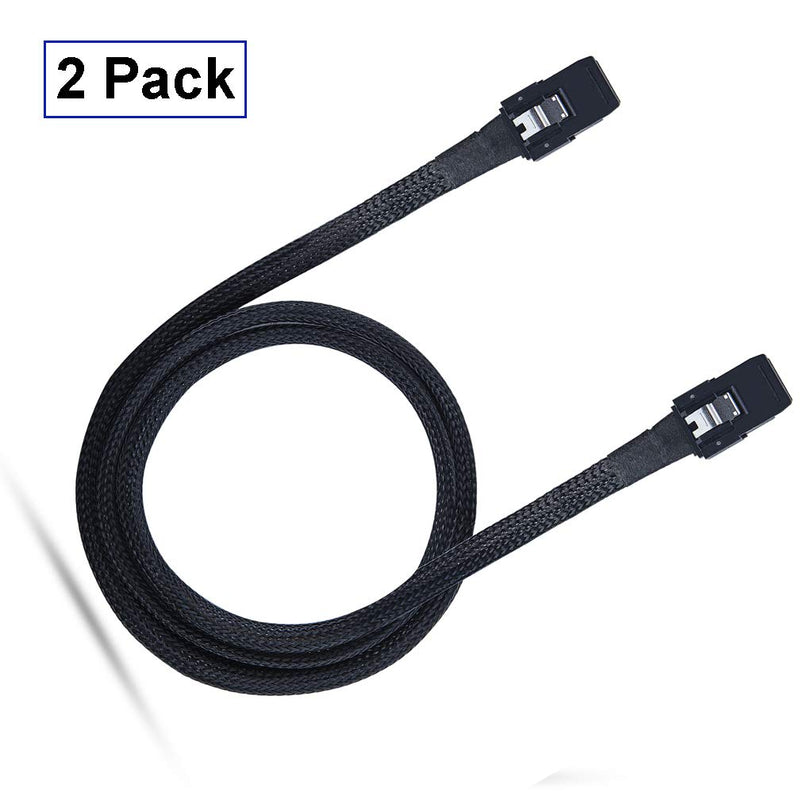 H!Fiber.com 2 Pack Internal Mini SAS SFF-8087 to SFF-8087 Cable,0.5m Internal Mini SAS to Mini SAS Cable, 36Pin, 6Gbps, 100 Ohms, for Servers, RAID, SAS/SATA HBA, DAS, 0.5 Meter (1.6ft) 0.5m(1.6ft)