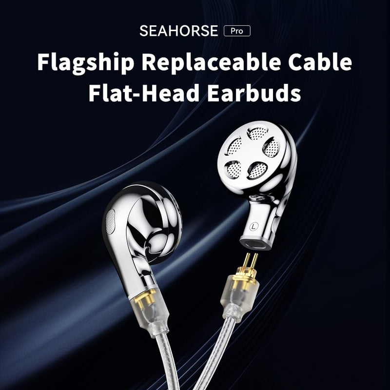 Fanmusic TRN Seahorse Pro Flagship 14.2mm Large Dynamic Driver Flat-Head Earbuds in-Ear Earphones with 0.78 2pin Replaceable Cable (3.5mm) 3.5mm