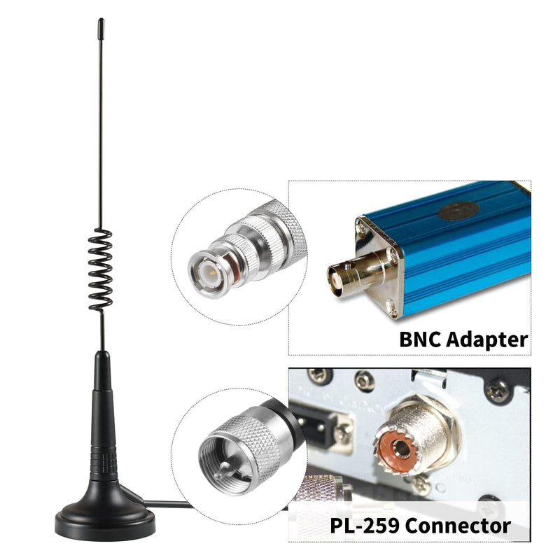 Long Range 27MHz Magnetic Base CB Radio Antenna with PL-259 BNC Male Connector for Mobile/Car Radio Cobra Midland Uniden Maxon President Vehicle Car Truck Mobile Handheld CB Radio Shack, Eifagur Spring CB Antenna
