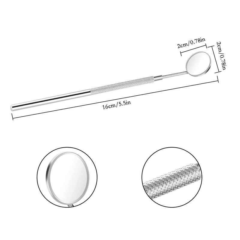 KINZIO Dental Mouth Mirror Mouth Tooth Mirror Inspection Mirror Curve Angle Dentist Oral Care Mouth Control Extension Tool Also Suitable for Eyelash Extensions (Silver) Silver