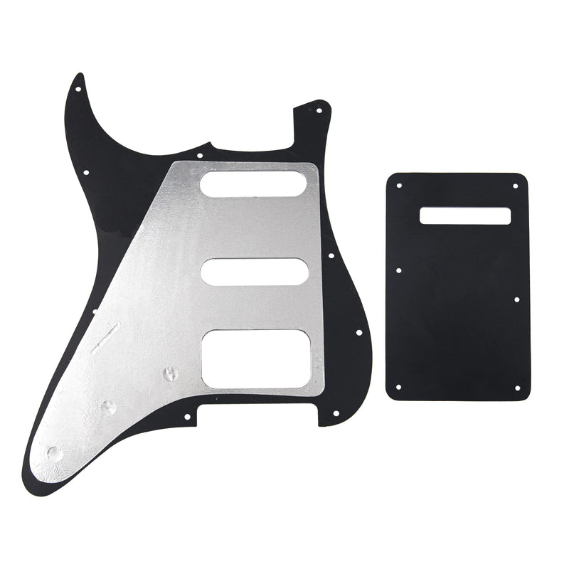 [AUSTRALIA] - 1Pcs Yootones 11 Hole Round Corner HSS Pickguard Guitar BackPlate Set with Pickguard Screws Compatible with USA/Mexican Stratocaster Strat Mounting Open Pickup (4Ply Black Pearl) 4Ply Black Pearl 