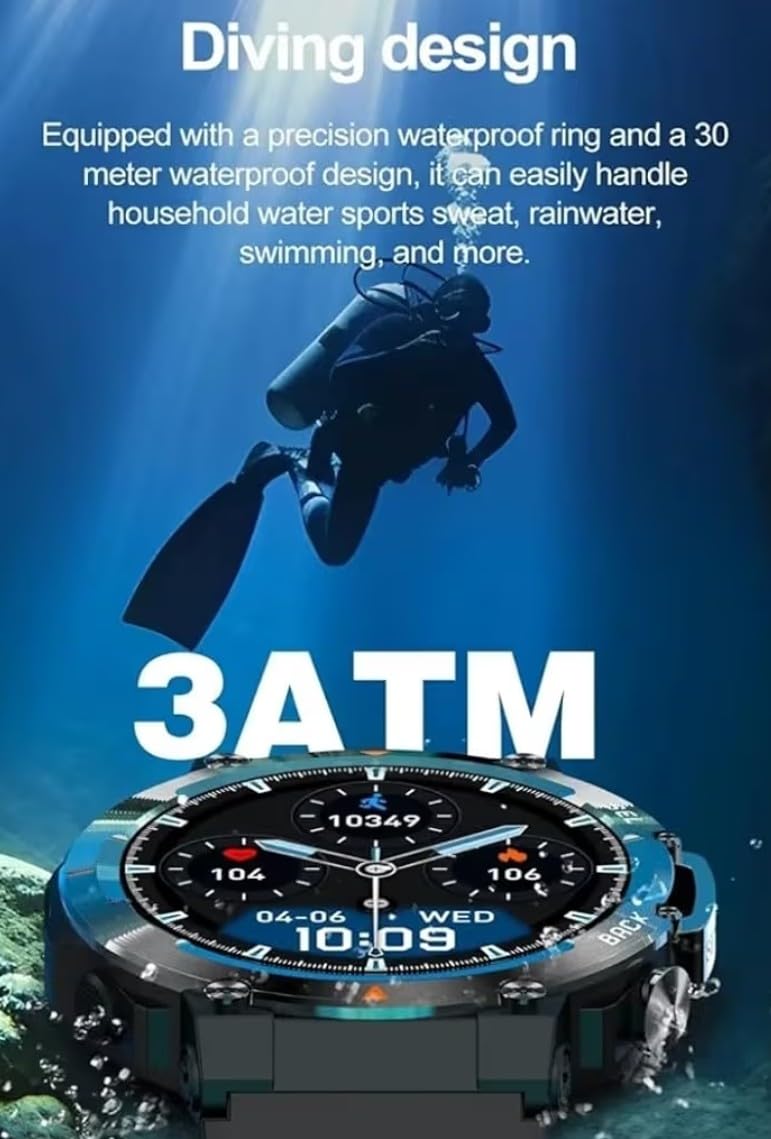 SENBONO MAX18 Sport Smart Watch, 1.43" AMOLED Display, IP67 Waterproof, Fitness Tracker with Heart Rate Monitor, Sleep Tracker, Android iOS Compatible, 400mAh Battery