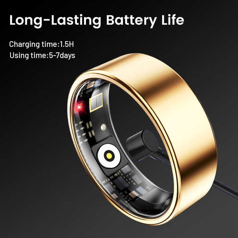 Mirlray Smart Ring for Women & Men, Smart Ring Health Tracker, Blood Oxygen & Heart Rate Monitor Sleep Ring, Long Lasting Battery Smart Rings, Waterproof Fitness Ring (White, #1)
