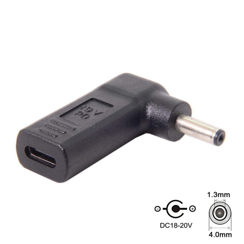 Cablecc USB 3.1 Type C USB-C to DC 19V Adapter PD Emulator Trigger 90 Degree Angled (4.0x1.3mm) DC4.0x1.3mm