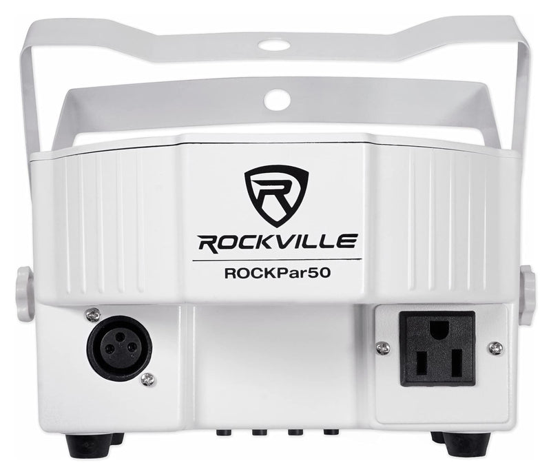 [AUSTRALIA] - Rockville RockPAR50 White Compact 24W LED RGB Par Can DJ/Club/Stage Wash Light, DMX Control, Daisy-Chain Power, Sound-Activated, for Parties, Weddings, and Live Performances 