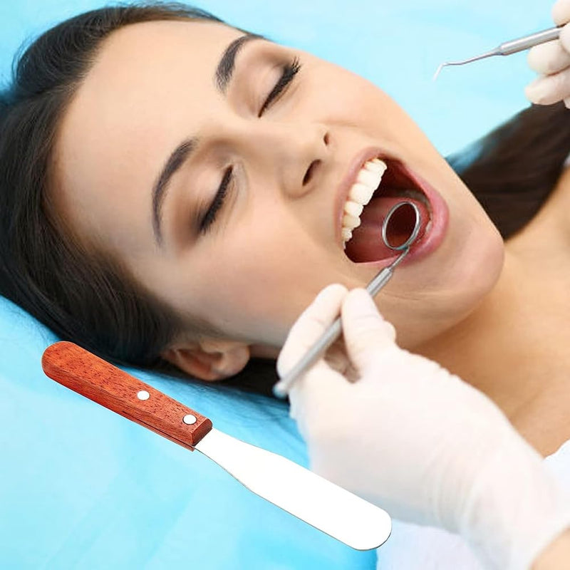 Inokantucy Dental Lab 8 Spatula, Plaster Alignment Mixing Wax End Instrument, Plaster Mixing Knife with Wooden Handle
